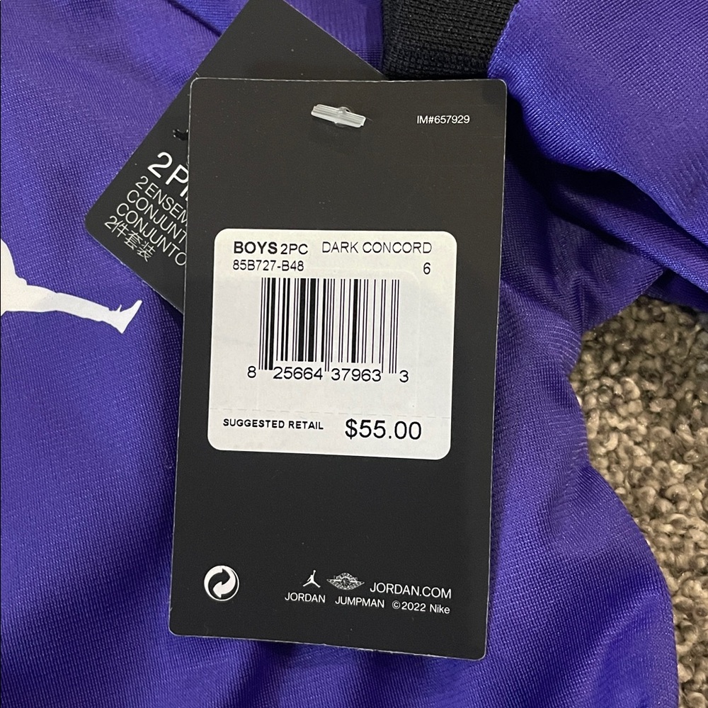 NEW! PURPLE & BLACK JORDAN 2-PIECE ZIP-UP & SWEATPANTS SET. SIZE 6. BOYS. - Picture 11 of 11